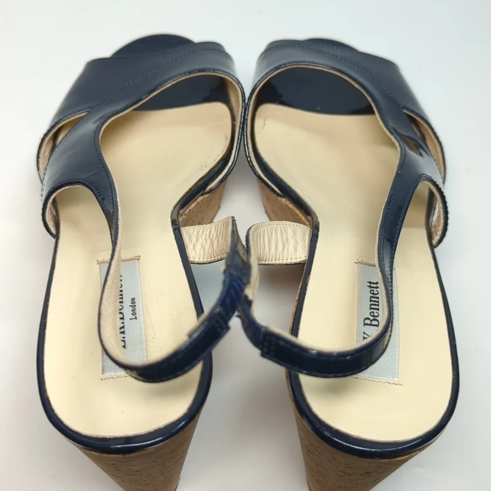 L.K. Bennett Adelia swingback cork wedge platform shoes women size 9.5 EU 40